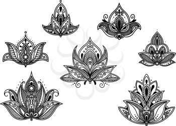 Abstract persian and indian blossoms set. Vector illustration