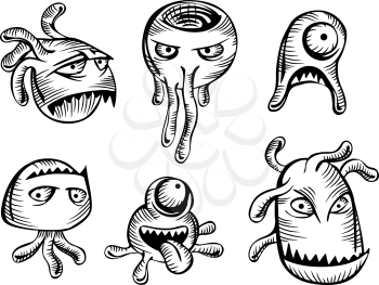 Scary monsters and mutants set. Vector illustration