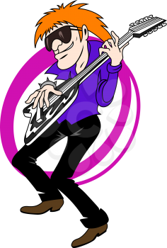 Modern music man with guitar. Vector illustration