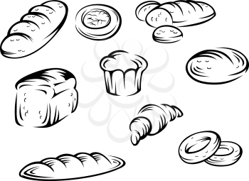Set of bakery elements for food design. Vector illustration