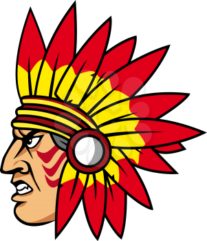 Native indian people with feathers for mascot and emblems