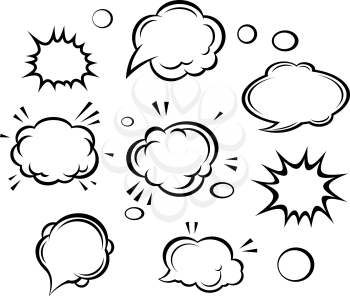 Cartoon clouds and bubbles set. Vector illustration