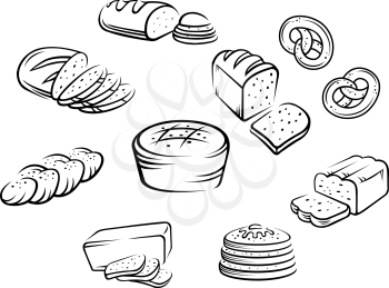 Set of bakery food on white background. Vector illustration