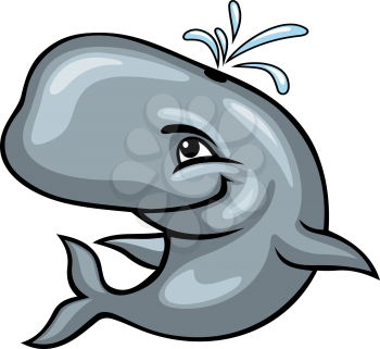 Cartoon sperm whale on white background. Vector illustration