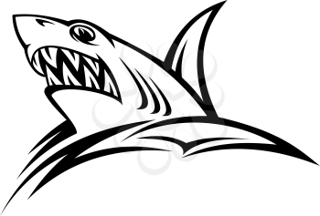 Danger shark in tribal style for tattoo. Vector illustration