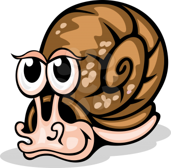 Funny cartoon snail isolated on white. Vector illustration