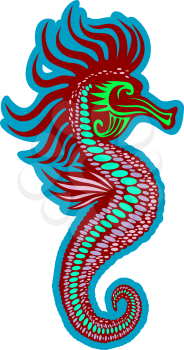 Colorful seahorse isolated on white. Vector illustration