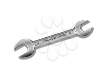 Isolated chrome spanner on the white background