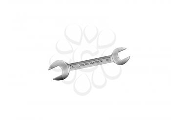Isolated chrome spanner on the white background