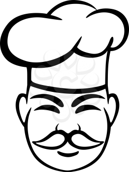 Old chef in toque for restaurant design. Sketch style