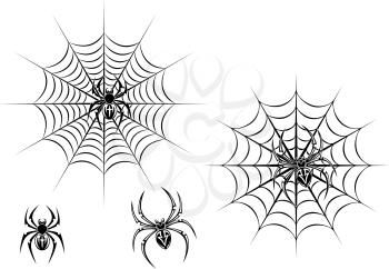 Black danger spiders on web for tattoo design