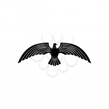 Bird heraldry symbol isolated flying hawk or eagle with outspread wings. Vector black silhouette of heraldic hunter, coat of arms mascot, peregrine bird of prey and glory. Royal bald eagle icon