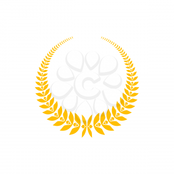 Victory symbol isolated golden laurel wreath. Vector winner award, frame of olive branches. Certificate decor, champion leader sign. Sport victory, triumph royal branch. Golden frame of greek leaves