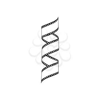 Blank curved film strip isolated monochrome icon. Vector celluloid photography stripe, digital cinema and footage retro roll sign. Filmstrip reel, digital camera diapositive negative photography image