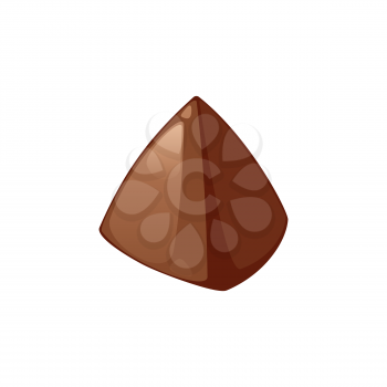 Chocolate candy of pyramid shape isolated sweet food dessert. Vector confection snack, confectionery product, gourmet belgian or swiss chocolate tasty sweets. Homemade cocoa dessert, holiday treat