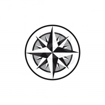 Nautical compass isolated vintage wind or rose. Vector marine navigation symbol, sailing instrument showing direction. Maritime exploration device, retro windrose circle with arrows, hand drawn