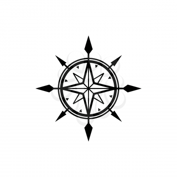 Medieval wind rose isolated monochrome icon. Vector graphic tool used by meteorologists showing wind speed and direction. Vintage cardinal direction object, compass rose marine navigation tool