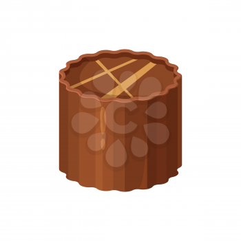 3D Choco sweet chocolate candy isolated snack. Vector treat with praline and ganache, sugary confectionery item. Unhealthy calorie food, realistic design of candy treat, round candy top view