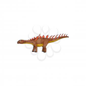 Prehistoric dinosaur Ankylosaurus with long tail isolated ancient animal in cartoon style. Vector dino of jurassic period ankylosaurus dinosaur in brown color. Plastic kids toy, childish reptile