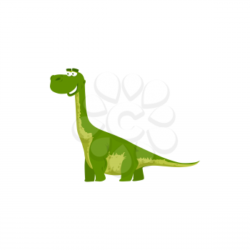 Brontosaurus yahnahpin isolated smiling bronosaurus kids toy. Vector brontosaurus parvus, big thunder lizard. Tyrannosaurus green childish dino, dinosaur animal Brontosaur excelsus in green color