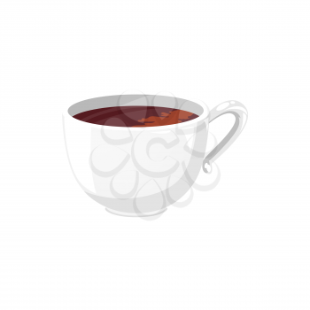White cup of coffee or tea isolated aromatic drink. Vector morning refreshment hot drink realistic icon. Traditional English 5 oclock tea, herbal, green or black beverage in ceramic mug with handle