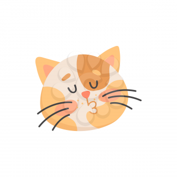 Cat making kiss isolated feline animal portrait. Vector head of cute kitten, kissing sign, cartoon kitty in love. Loving feline, emoji emoticon, emotion of sympathy and love, snout of lovely cat
