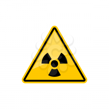 Radiation hazard sign in yellow triangle isolated icon. Vector radioactivity warning symbol, caution of nuclear pollution. Mark radiation area or zone near reactor, radioactive chemical power emblem