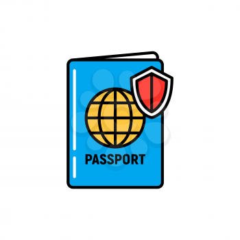 International passport travel and immigration document with personal data isolated icon. Vector id person identification card, official international paper with information about person, documentation