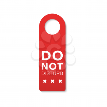 Do not disturb isolated door hanger with stop sign. Vector busy or sleep message, no entry tag. Hotel, motel or resort room door handle, knob tag label, prohibition or warning not disturb card