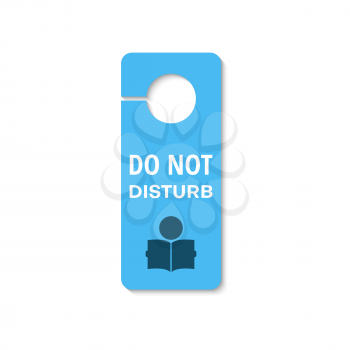 Studying, exams do not disturb tag at library door isolated icon. Vector keep silence and knock, school warning hanging tag, graduation exams. Sign on doorknob, studying learning education door hanger
