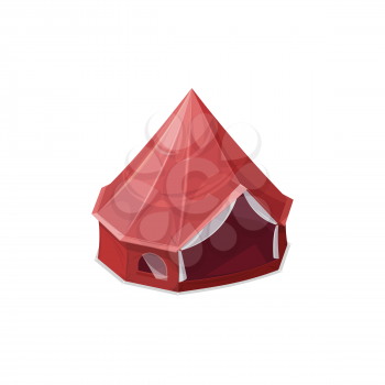 Tent with dome and window isolated camping and hiking house realistic icon. Vector one room campsite dome, picnic house to sleep in. Travel marquee with ropes, home of scouts and tourists