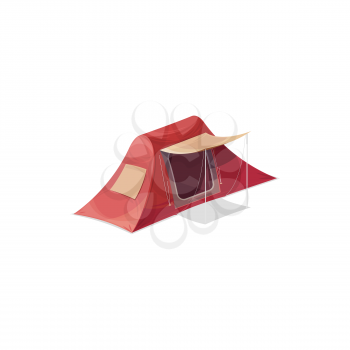 Camping tent for two person with window and door isolated realistic icon. Vector canopy family tent, waterproof shelter, campsite house. Cartoon hiking equipment for scouts sport and travel tourism
