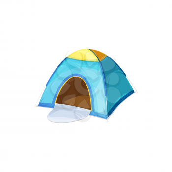 Dome shape tourists tent isolated camping house realistic icon. Vector travel picnic campsite awning to sleep in. Contemporary home on nature, hiking sport and tourists marque, outdoor shelter