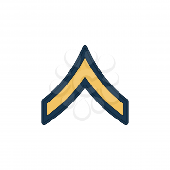 Private enlisted military rank stripe isolated icon. Vector United States armed forces army chevron, insignia of soldier staff. Chevron private E-2, PV-2 US military emblem, sign on police uniform