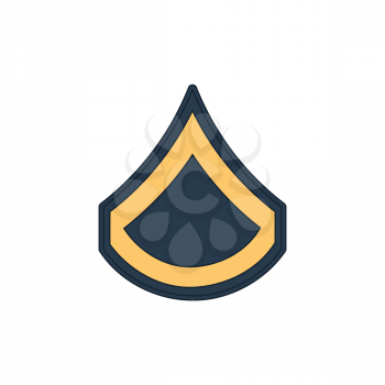 PFS private fist class enlisted army rank stripe isolated icon. Vector military emblem, sign on police uniform on shoulder. United States armed forces army chevron, insignia of soldier staff
