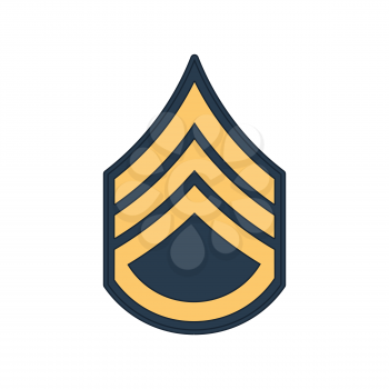 SSG staff sergeant insignia of US army isolated icon. Vector rank of non-commissioned officer armed forces, police enlisted military rank stripe. United States armed forces chevron, sign on uniform