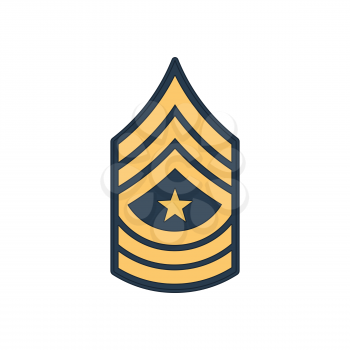 SGM sergeant major insignia of US army isolated icon. Vector senior non-commissioned rank, appointment officer in armed forces, police enlisted military rank stripe. United States armed forces chevron