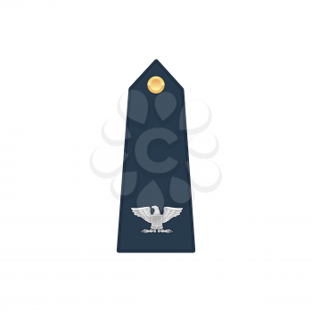 Captain specialist enlisted military rank stripe isolated icon. Vector United States armed forces army chevron with eagle heraldry sign template. Insignia of soldier staff, emblem sign on uniform