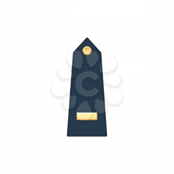 Marine officer military rank of second lieutenant isolated stripe on uniform. Vector enlisted military rank, United States armed forces army chevron, insignia of soldier staff. Naval emblem sign