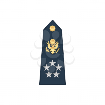 General navy, marine officer air forces rank stripe with eagle and four forces isolated mockup. Vector naval general enlisted military chevron, insignia of army staff. Emblem sign on colonel uniform