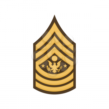 SMA sergeant major of army insignia isolated shield, coat of arms. Vector police enlisted military stripe, United States chevron, sign on uniform. Rank of non-commissioned officer US armed forces