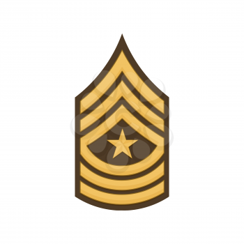 Sergeant major SGM soldier military rank insignia isolated icon. Vector United States armed forces chevron, senior non-commissioned appointment officer sign in armed forces, police enlisted stripe