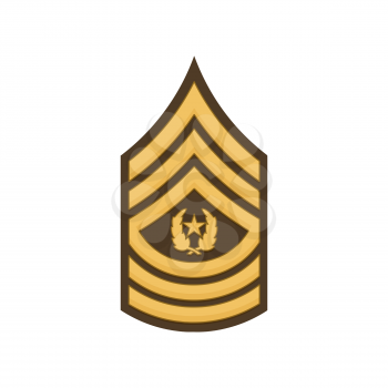 Sergeant major of the army rank insignia sign isolated. Vector SMA sergeant-major, rank of non-commissioned officer armed forces. United States chevron, sign on uniform police enlisted military stripe