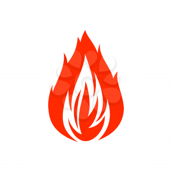 Flaming fire blaze isolated flat cartoon icon. Vector hot ignite symbol, orange blazing fire flame. Fiery firewood, dangerous burning bonfire or campfire. Bright ignition, flammable warning sign