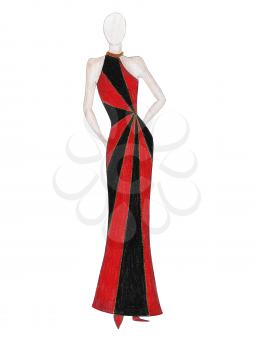 Royalty Free Clipart Image of a Woman in a Long Gown