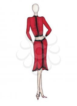 Royalty Free Clipart Image of a Woman in Red