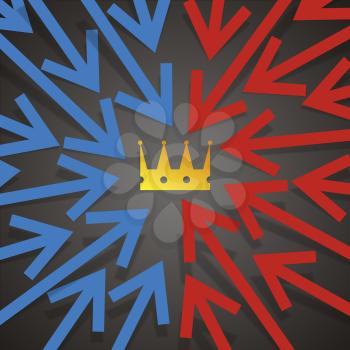 Royalty Free Clipart Image of a Background of Arrows Pointing to a Crown