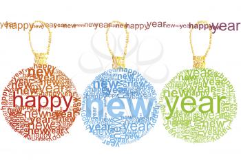 Royalty Free Clipart Image of a Happy New Year Typographic Decorations