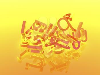 Royalty Free Clipart Image of a Orange Letter Scrambled on a Backgground