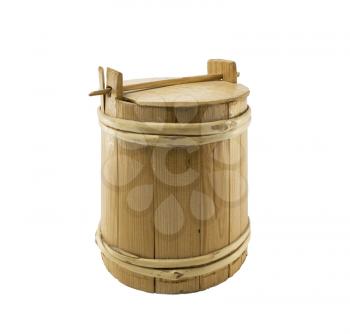 Wooden bucket isolated on white background